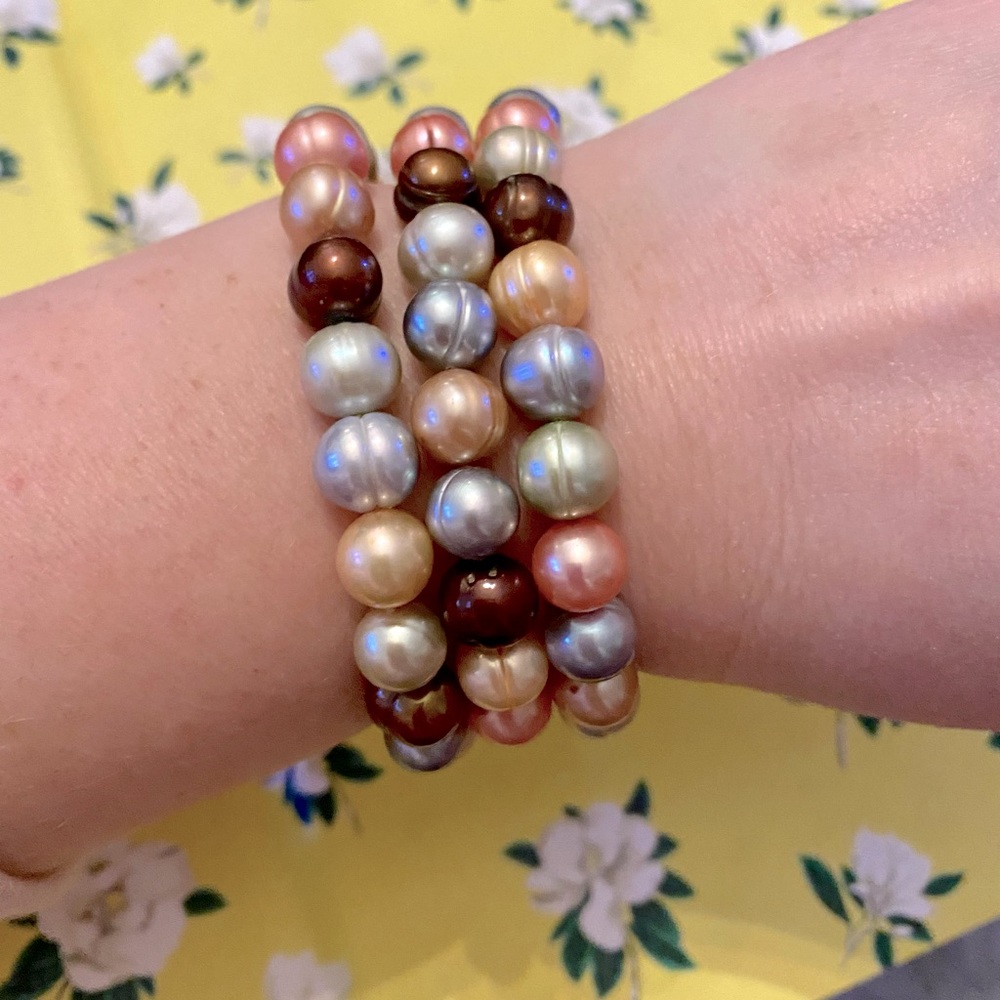Three Multi-Colored Pearl Bracelets - image 1